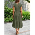 MEROKEETY Women's Flutter Short Sleeve Smocked Midi Dress Summer Casual Tiered A-Line Dress