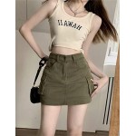 Kinghua Women's Mini Cargo Skirt High Waisted Y2k Bodycon Short Denim Jean Skirt