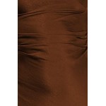 2023 Satin Cap Sleeve Cowl Back Summer Dresses for Women Elegant Ruched Waist Wedding Guest Midi Dress