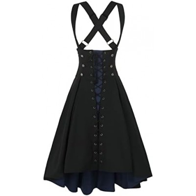 Women's Victorian Steampunk Gothic Skirt High Waist Lace up Suspender Dress Jumper Skirt JSK