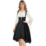 Women's Victorian Steampunk Gothic Skirt High Waist Lace up Suspender Dress Jumper Skirt JSK