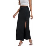 LYANER Women's High Waist Slit Split Solid Bodycon Long Maxi Skirt