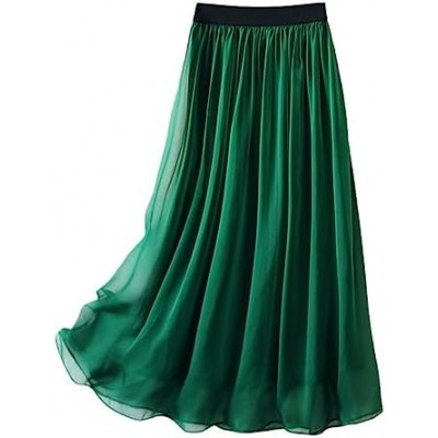 Lmtossey Women's Summer Skirt Silk Maxi Skirt Ladies Clothes Slim Thin Drape Skirt