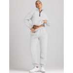 AUTOMET Womens 2 Piece Outfits Long Sleeve Sweatsuits Sets Half Zip Sweatshirts with Joggers Sweatpants