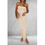 PRETTYGARDEN Women's Summer Bodycon Maxi Tube Dress Strapless Side Slit Long Elegant Cocktail Party Wedding Guest Dresses