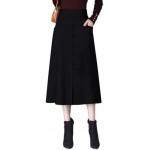 SMBHIAON Woolen Cloth Big Swing Skirts for Women - Simple Solid High Waist Keep Warm Mid-Length Pleated Skirt,Large Size Elastic Waist Thick with Pocket Loose Skirts