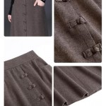 SMBHIAON Woolen Cloth Big Swing Skirts for Women - Simple Solid High Waist Keep Warm Mid-Length Pleated Skirt,Large Size Elastic Waist Thick with Pocket Loose Skirts