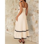 ZESICA Women's 2024 Summer Spaghetti Straps Sleeveless Backless Sundress Flowy Smocked Lace Swing A Line Midi Dress