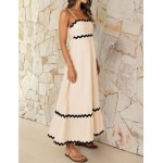 ZESICA Women's 2024 Summer Spaghetti Straps Sleeveless Backless Sundress Flowy Smocked Lace Swing A Line Midi Dress