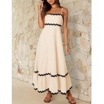 ZESICA Women's 2024 Summer Spaghetti Straps Sleeveless Backless Sundress Flowy Smocked Lace Swing A Line Midi Dress