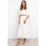 Women's Long Maxi Skirts Tiered High Waist Boho Elastic Layered A-Line Casual Midi Dress