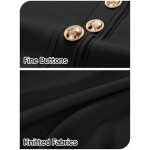 MEROKEETY Women's Knit Bodycon Sweater Dress Button Short Sleeve Crew Neck Elegant Formal Mini Dress