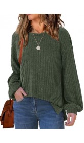 WIHOLL Long Sleeve Shirts for Women Loose Fit Casual CrewNeck Tunic Tops Fall Fashion Pullover Sweaters Side Split