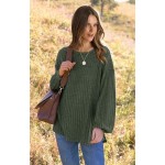 WIHOLL Long Sleeve Shirts for Women Loose Fit Casual CrewNeck Tunic Tops Fall Fashion Pullover Sweaters Side Split