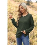 WIHOLL Long Sleeve Shirts for Women Loose Fit Casual CrewNeck Tunic Tops Fall Fashion Pullover Sweaters Side Split