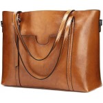 S-ZONE Women's Vintage Genuine Leather Tote Shoulder Bag Handbag