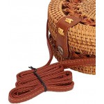 Handwoven Shoulder Bag,Round Rattan Purse Women Hand Made Bag for Beach Daily Parties(#2)