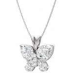 Diamondere Natural and Certified Gemstone and Diamond Butterfly Petite Necklace in 14k White Gold | 1.04 Carat Pendant with Chain