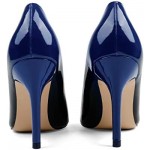 JOY IN LOVE Women's Pumps Shoes 3.5" High Heels Pointy Toe Stiletto Pumps, Blue Black Patent, 5.5
