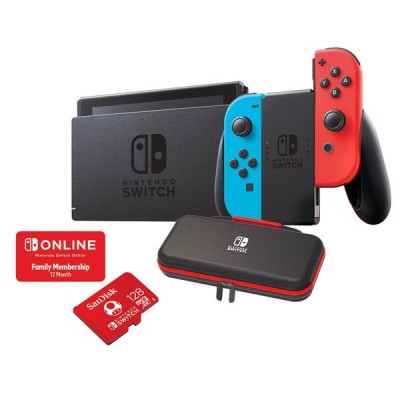 Nintendo Switch Bundle with Family Membership & 128GB Micro SD Card, Limit 1