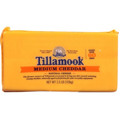 Tillamook Medium Cheddar Cheese, 2.5 lbs