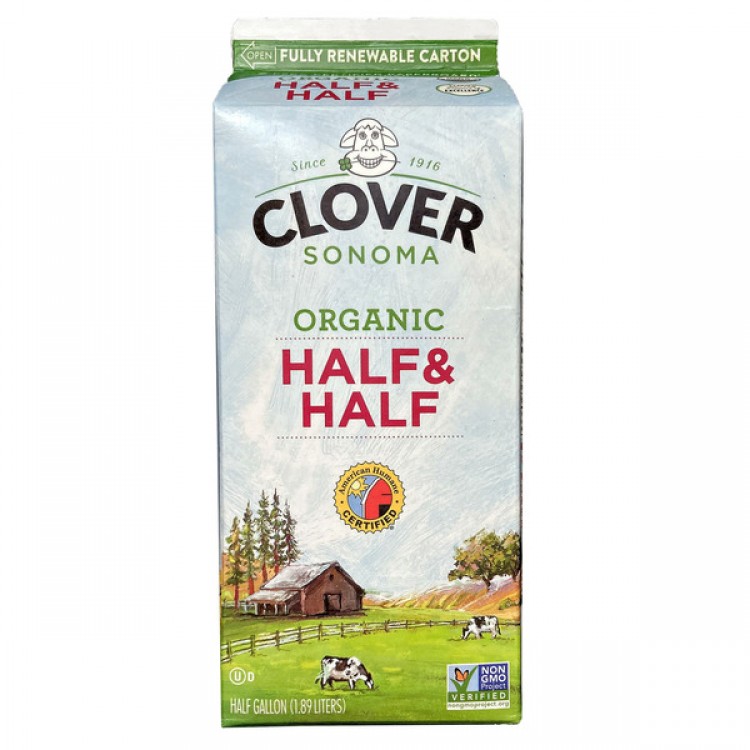 Clover Farms Organic Half & Half, 1/2 gal