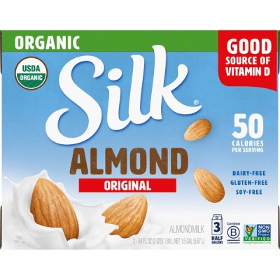 Silk Organic Original Almondmilk, 3 x 64 fl oz