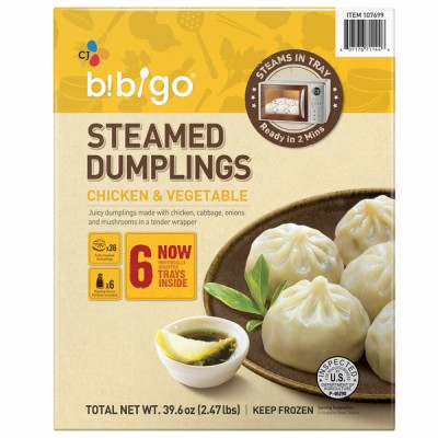 Bibigo Steamed Chicken & Veggie Dumpling, 6 x 6 ct