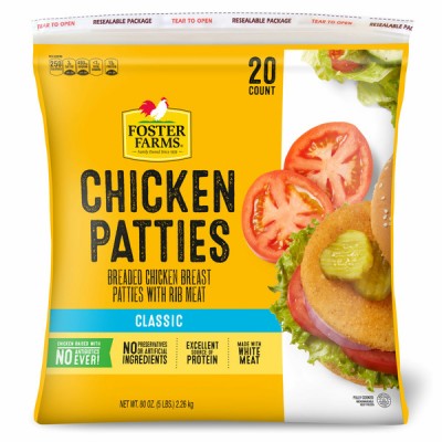 Foster Farms  Breaded Chicken Patties, 20 x 4 oz