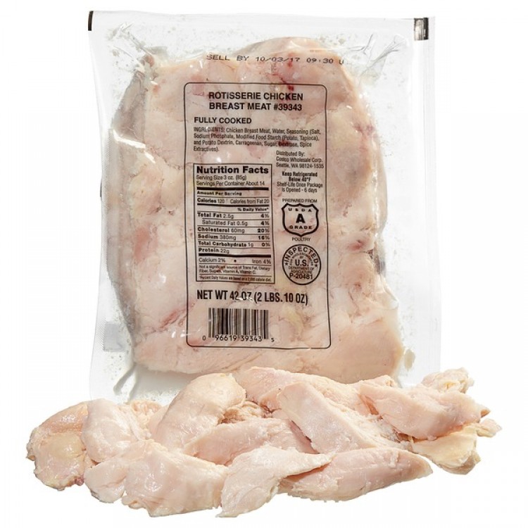Kirkland Signature Hand Pulled Rotisserie Chicken Breast Meat, 42 oz