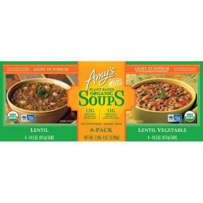 Amy's Organic Soup Lentil & Lentil Veggie, 8 ct
