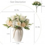 JARELING Peonies Artificial Flowers in Vase, Fake Hydrangea Silk Peony Flower Bouquet with Vase Faux Flowers Arrangement Decor Home Table Dining Room (White)