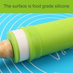 Kitchenware Gadgets kn055 Solid Wooden Handle Silicone Rolling Pin Non-Stick Food Dumpling Stick, Length: 38cm, Random Color Delivery Kitchenware Gadgets