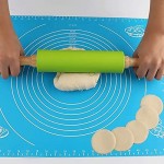 Kitchenware Gadgets kn055 Solid Wooden Handle Silicone Rolling Pin Non-Stick Food Dumpling Stick, Length: 38cm, Random Color Delivery Kitchenware Gadgets