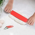 Kitchenware Gadgets kn055 Solid Wooden Handle Silicone Rolling Pin Non-Stick Food Dumpling Stick, Length: 38cm, Random Color Delivery Kitchenware Gadgets
