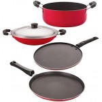 NIRLON Kitchenware Non Stick Aluminium Cookware Gift Set of 4 Pieces (FT11_AC_ST12_CS24)