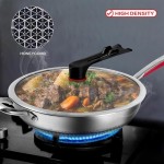 MEGOO Kitchenware cookwear Non Stick Wok Pan with Lid,(PFA,PFOA Free),Frying Wok Pan Suitable for Induction,Gas Cooktops,Ceramic and Electric Stove (Stainless Steel, 12.6 Inch)