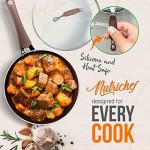 NutriChef Kitchenware Pots & Pans High-Qualified Basic Kitchen Cookware, Non-Stick (14-Piece Set), One Size, Brown