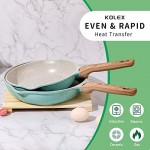 KOLEX Nonstick Cookware Sets,12-Piece Kitchenware Pots and Pans Set Granite Coating,Includes Frying Pans,Deep Frying pans,Stockpots And Cooking Tools,Suitable For All Stove ,100% PFOA Free,Turquoise.