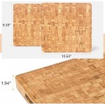 Small End Grain Bamboo Cutting Board | Professional, Antibacterial Butcher Block | Non-Slip Rubber Feet by Top Notch Kitchenware