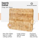 Small End Grain Bamboo Cutting Board | Professional, Antibacterial Butcher Block | Non-Slip Rubber Feet by Top Notch Kitchenware