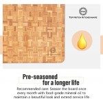 Small End Grain Bamboo Cutting Board | Professional, Antibacterial Butcher Block | Non-Slip Rubber Feet by Top Notch Kitchenware