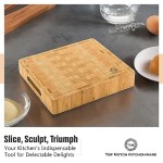 Small End Grain Bamboo Cutting Board | Professional, Antibacterial Butcher Block | Non-Slip Rubber Feet by Top Notch Kitchenware