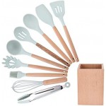 Silicone Cooking Utensils 9PCS/Set Silicone Cooking Utensils Kitchenware Blue Kitchen Tool (Storage Bucket Not Included)