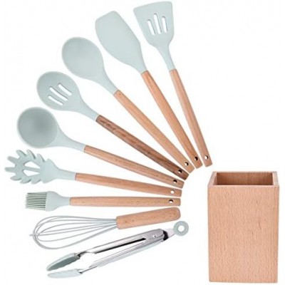 Silicone Cooking Utensils 9PCS/Set Silicone Cooking Utensils Kitchenware Blue Kitchen Tool (Storage Bucket Not Included)