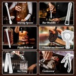 Mixology Bartender Kit Bar Set with Bamboo Stand, 35pcs 24oz Cocktail Shaker Set Cocktail Kit, Professional Stainless Steel Bar Tool Set, Black