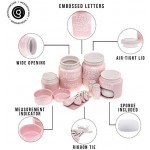 Mason Jar Kitchenware Set - Vintage Ceramic Kitchen Accessories Valentines Gift - Measuring Cups & Spoons, Spoon Rest, Salt & Pepper Shakers, Sponge Holder, Cookie Jar, Utensil Crock - 17-Piece Set