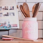 Mason Jar Kitchenware Set - Vintage Ceramic Kitchen Accessories Valentines Gift - Measuring Cups & Spoons, Spoon Rest, Salt & Pepper Shakers, Sponge Holder, Cookie Jar, Utensil Crock - 17-Piece Set