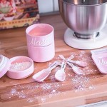 Mason Jar Kitchenware Set - Vintage Ceramic Kitchen Accessories Valentines Gift - Measuring Cups & Spoons, Spoon Rest, Salt & Pepper Shakers, Sponge Holder, Cookie Jar, Utensil Crock - 17-Piece Set