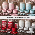 Mason Jar Kitchenware Set - Vintage Ceramic Kitchen Accessories Valentines Gift - Measuring Cups & Spoons, Spoon Rest, Salt & Pepper Shakers, Sponge Holder, Cookie Jar, Utensil Crock - 17-Piece Set